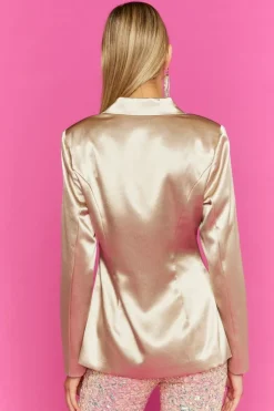 Satin Double-Breasted Blazer