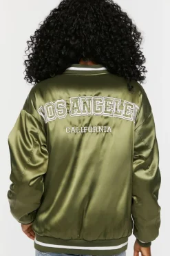 Satin Embroidered Bomber Jacket