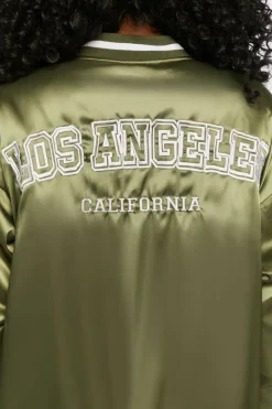 Satin Embroidered Bomber Jacket