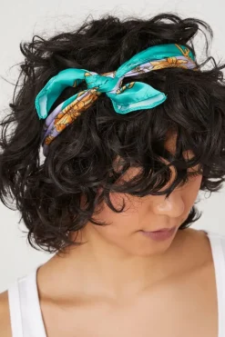 Satin Floral & Chain Print Hair Scarf