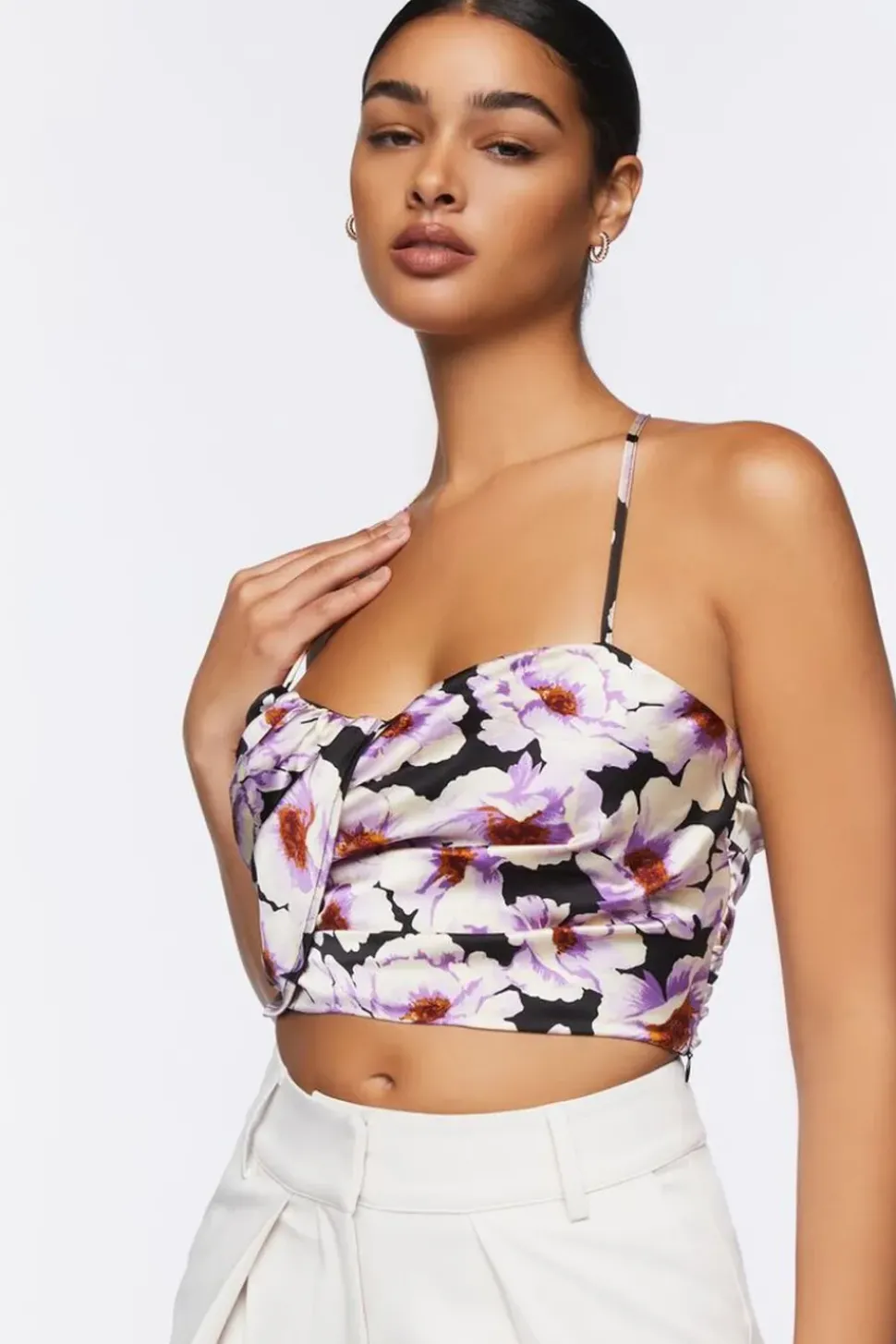 Satin Floral Cropped Cami