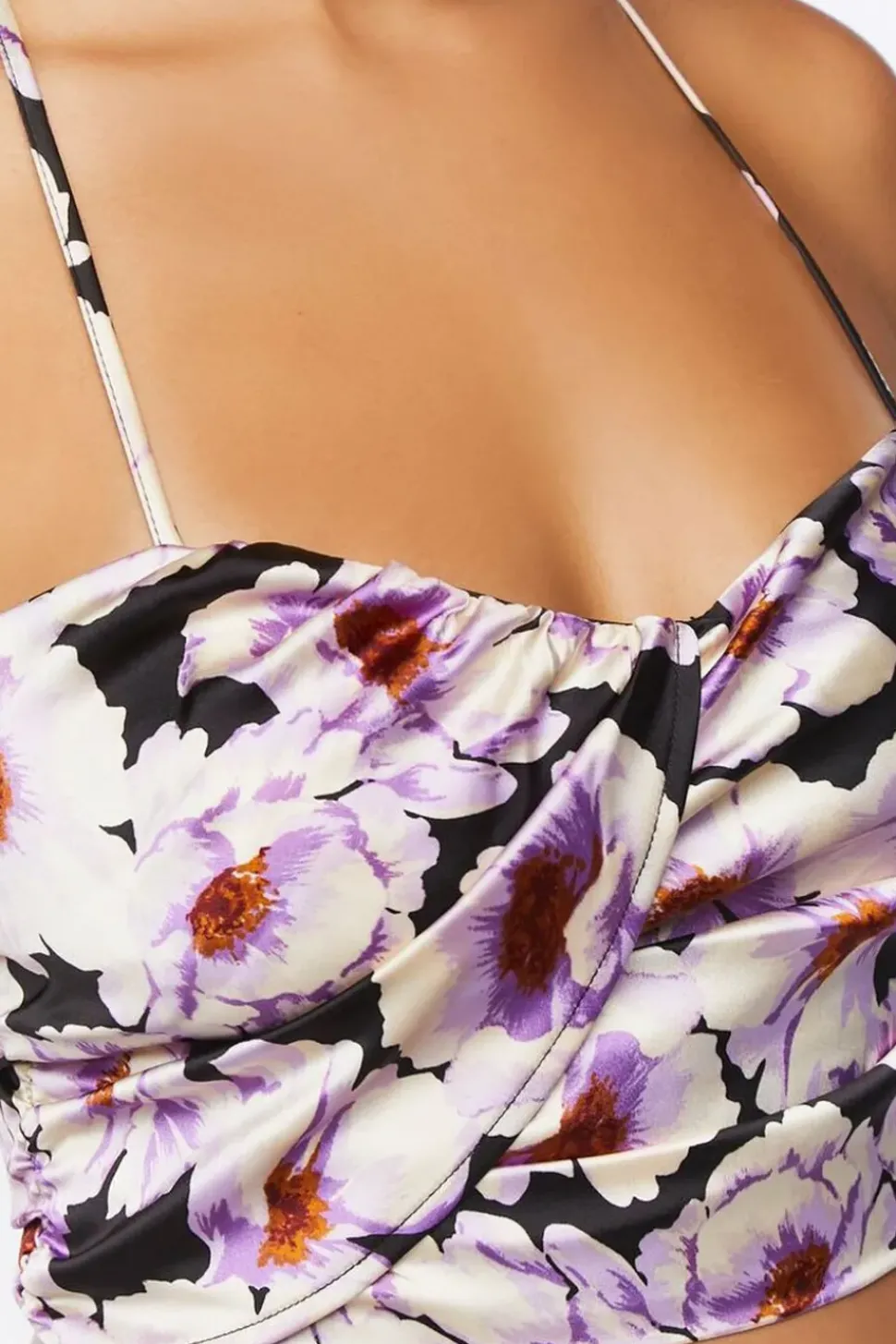 Satin Floral Cropped Cami