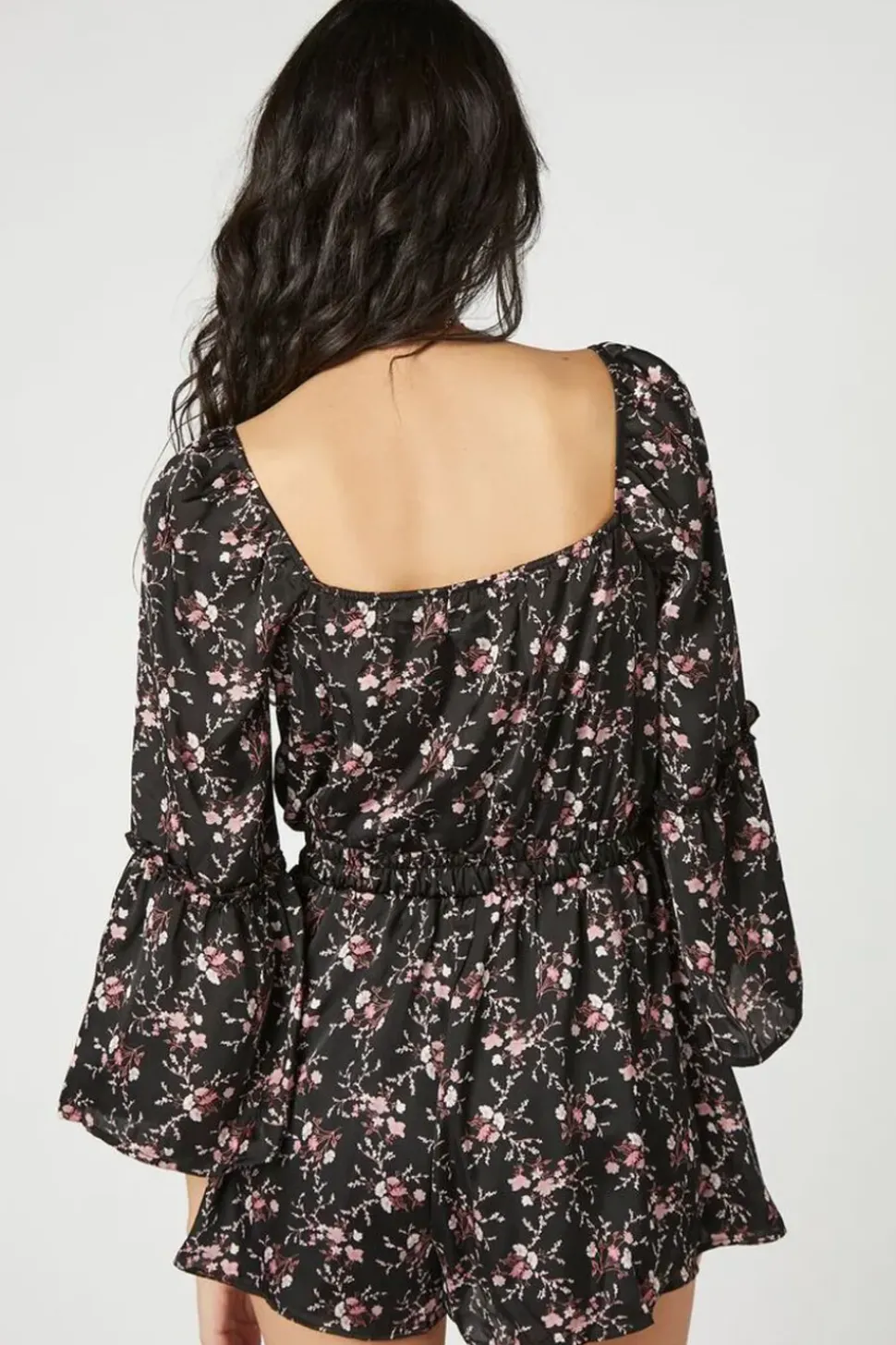 Satin Floral Print Romper