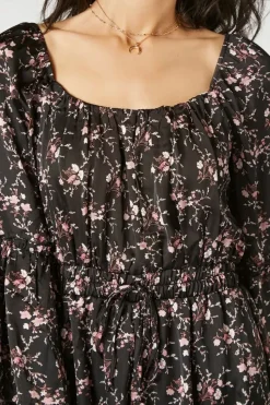 Satin Floral Print Romper
