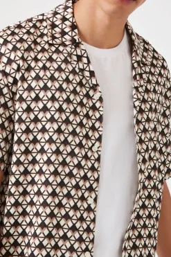 Satin Geo Print Shirt