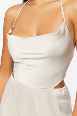 Satin Halter Cutout Romper