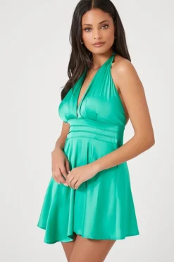 Satin Halter Mini Dress