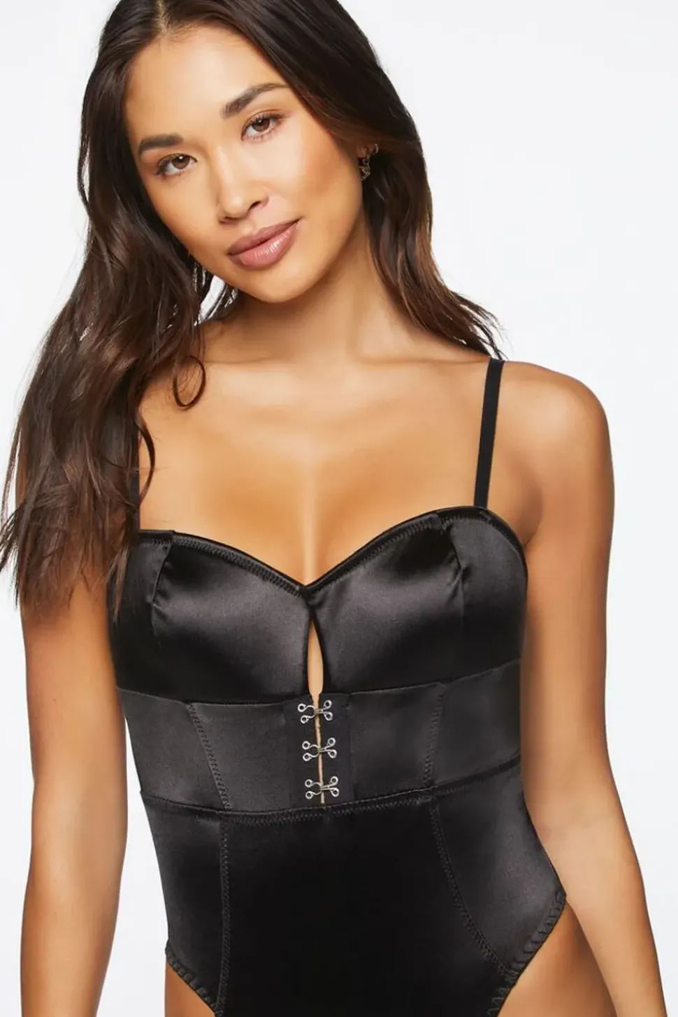 Satin Hook-And-Eye Lingerie Bodysuit