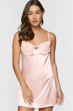 Satin Lace Tie-Back Lingerie Slip