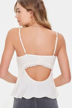Satin Lace-Trim Cami
