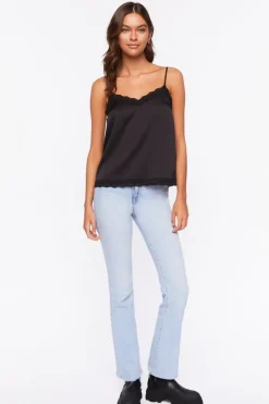 Satin Lace-Trim Cami