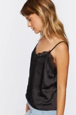 Satin Lace-Trim Cami