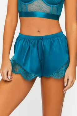 Satin Lace-Trim Lingerie Shorts