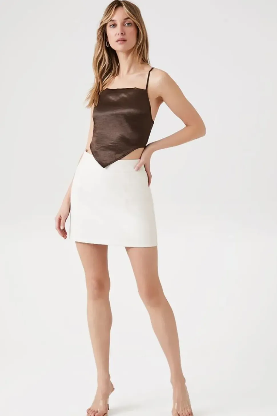 Satin Lace-Up Handkerchief Cami