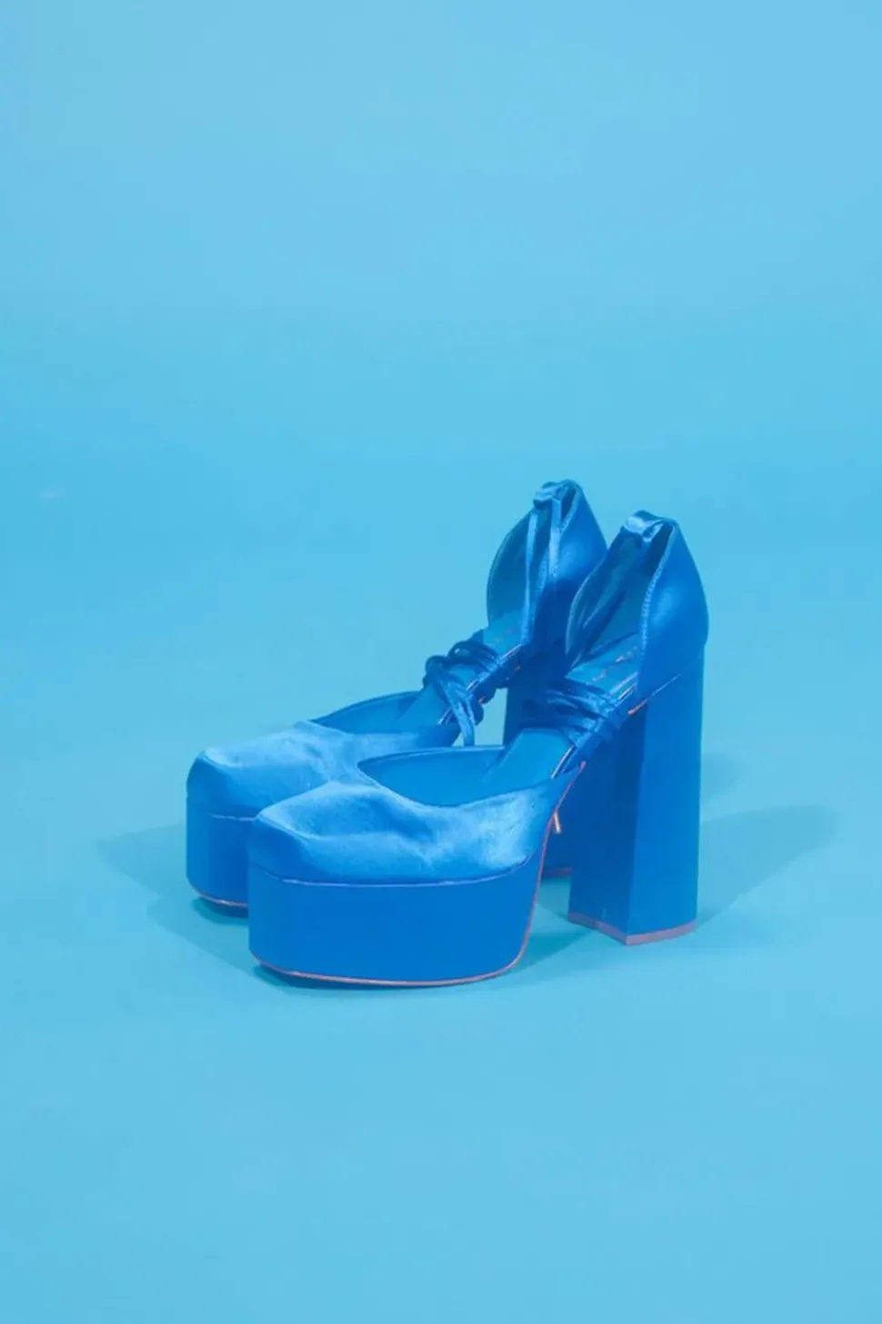 Satin Lace-Up Platform Heels
