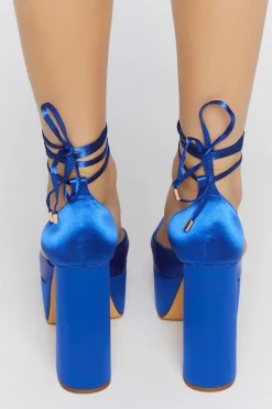 Satin Lace-Up Platform Heels