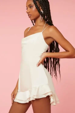 Satin Layered-Hem Slip Dress