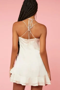 Satin Layered-Hem Slip Dress