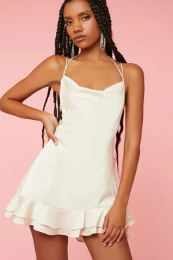 Satin Layered-Hem Slip Dress