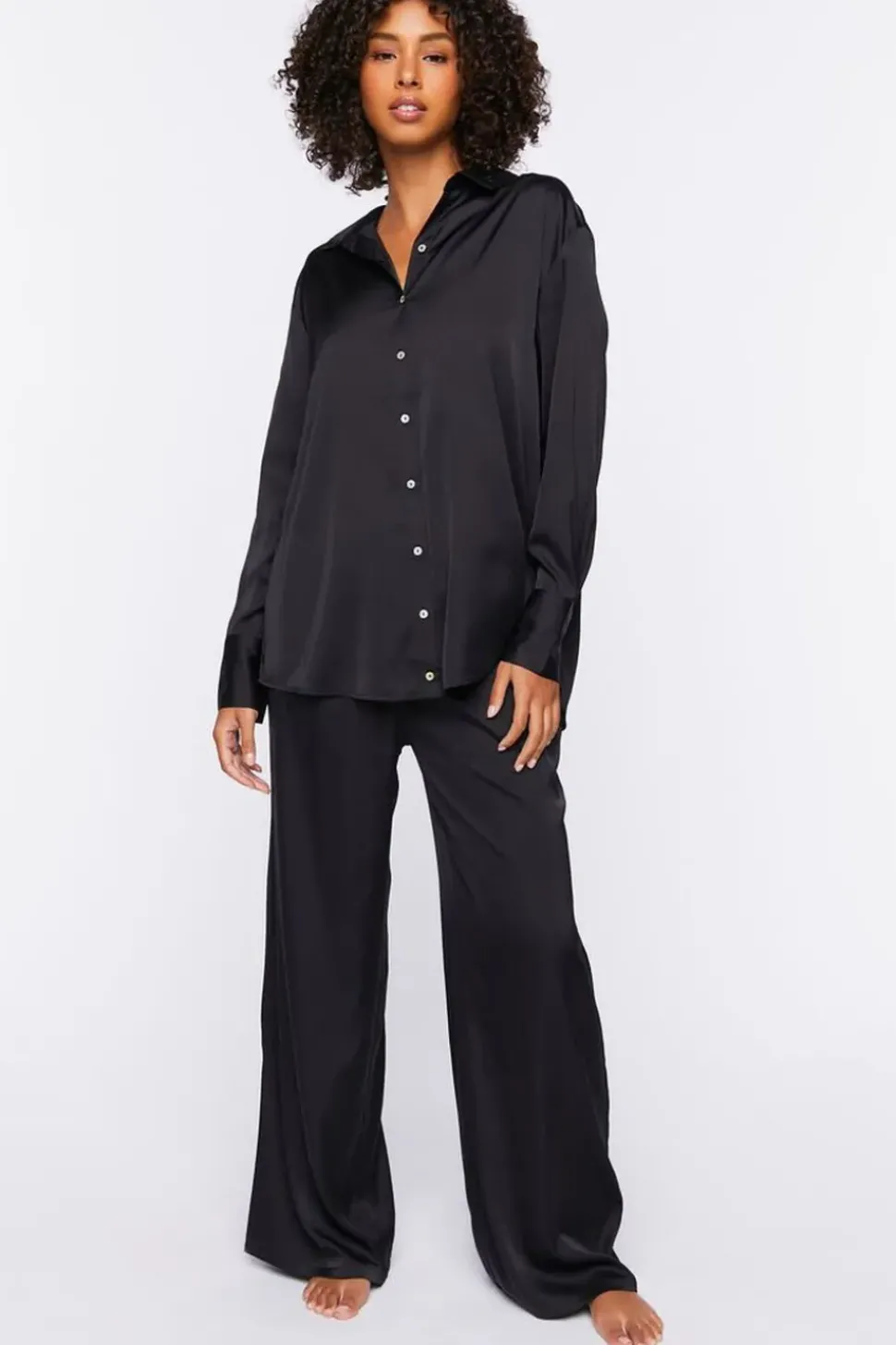 Satin Mid-Rise Pajama Pants