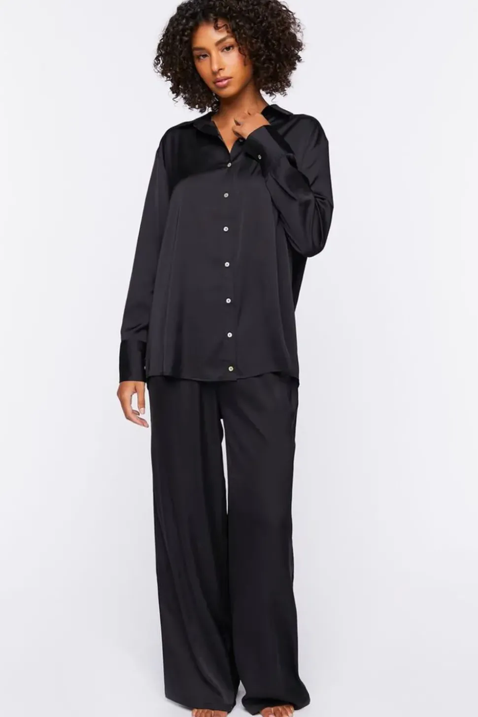 Satin Mid-Rise Pajama Pants