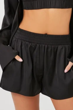Satin Mid-Rise Shorts