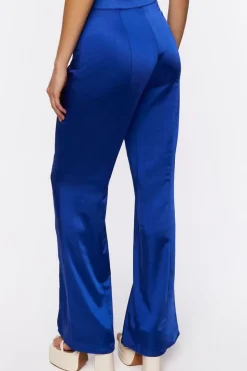 Satin Mid-Rise Split-Hem Pants