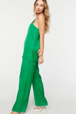 Satin One-Shoulder Top & Pants Set