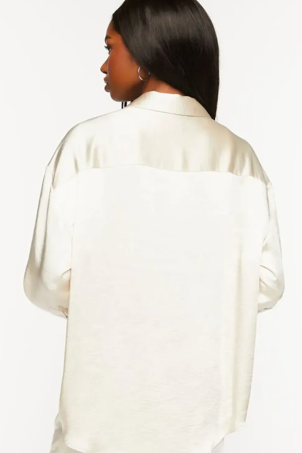 Satin Oversized Long-Sleeve Shirt