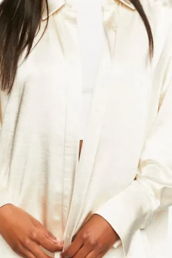 Satin Oversized Long-Sleeve Shirt