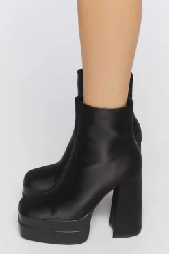 Satin Platform Booties