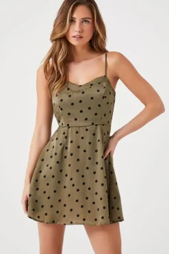 Satin Polka Dot Mini Dress