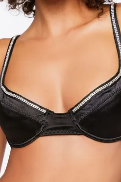Satin Rhinestone Bra