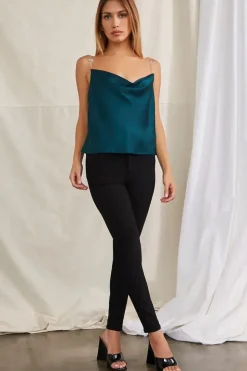 Satin Rhinestone Cowl Cami