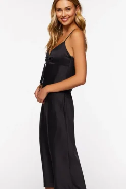 Satin Ruched Cami Dress