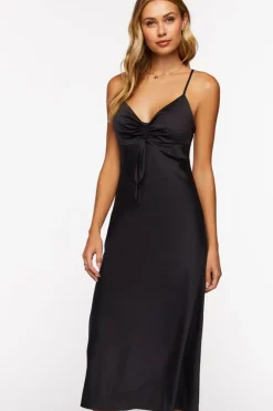 Satin Ruched Cami Dress