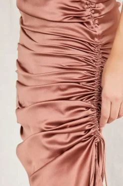 Satin Ruched Drawstring Skirt