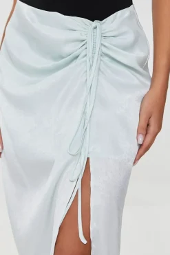 Satin Ruched Drawstring Skirt