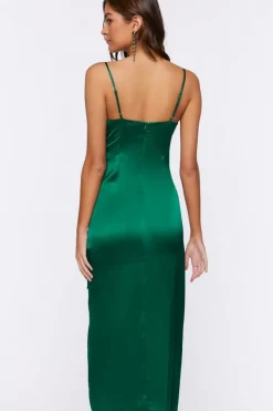 Satin Ruched Midi Dress