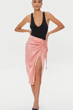 Satin Ruched Skirt