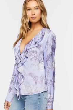 Satin Ruffle-Trim Top