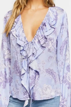 Satin Ruffle-Trim Top