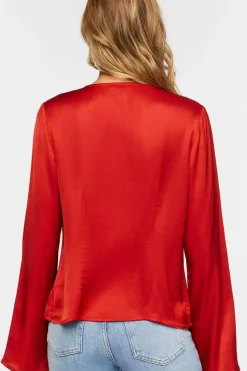 Satin Ruffle-Trim Top