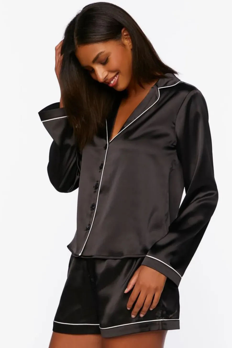 Satin Shirt & Shorts Pajama Set