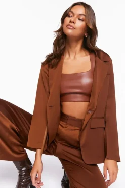 Satin Single-Breasted Blazer