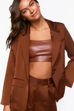 Satin Single-Breasted Blazer