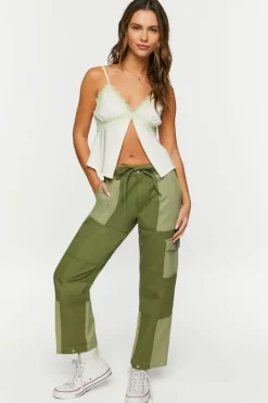 Satin Split-Front Lace-Trim Cami