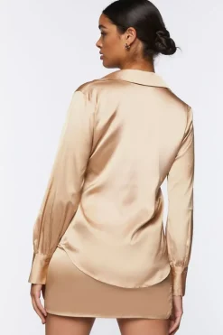 Satin Split-Front Top & Mini Skirt Set