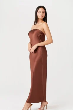 Satin Strapless Maxi Dress
