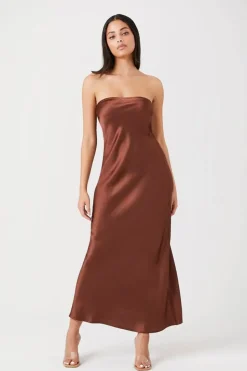 Satin Strapless Maxi Dress
